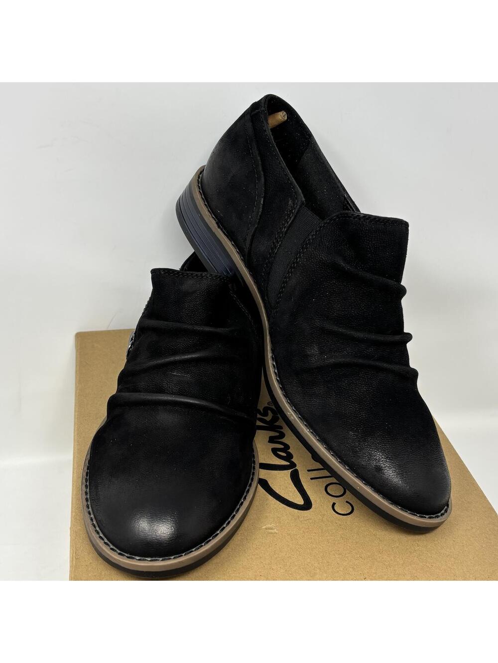 Clarks Womens Black Nubuck Cazmin Pace Zipper Wide Width 7W NWT